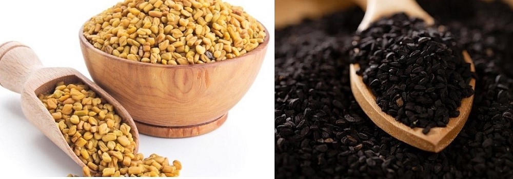 Benefits of black seed and fenugreek seeds.